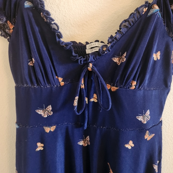 Urban outfitters blue butterfly heart neckline puffy sleeves mini dress - Picture 3 of 6